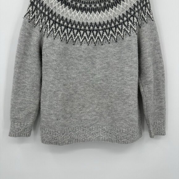 TALBOTS turtleneck sweater pullover metallic fair isle winter holiday gray LP - Picture 3 of 6